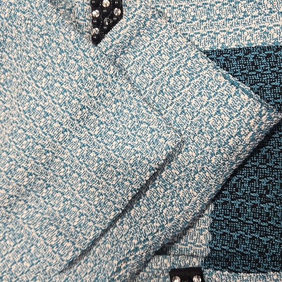 Misook-Open Cardigan Hook Closure Long Sleeve Knit Beaded Blue-Size Small - Picture 11 of 17